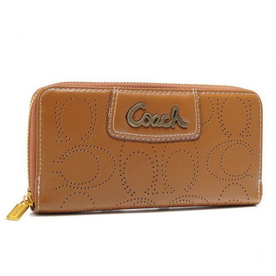 Coach Perforated Logo Large Camel Wallets AXR | Coach Outlet Canada